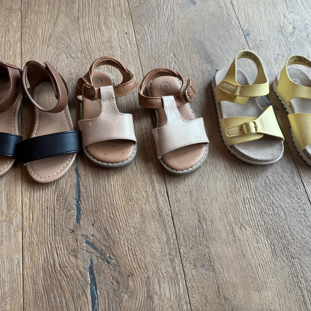 Stylish Kids Sandals - Black, Tan, and Yellow